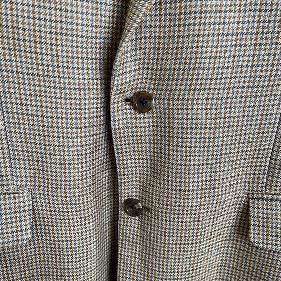 Ralph Lauren Chaps Silk Mens Blazer Size 44L Houndstooth 2 Button Sport Coat - Picture 8 of 13
